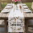 thumbnail image 4 of Home Sweet Table Runner - 70 Inch Long Wreath Botanical Farmhouse Plants Gradient Brown Cotton and Linen Blended Dress Scarves Farmhouse Table Runner for Kitchen Dining, Coffee Table, 13" x 70", 4 of 8