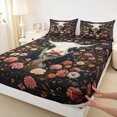thumbnail image 3 of Castle Fairy Women Men Teens Floral Highlad Cattle 3Pcs Twin Sheet Sets,Rustic Animal Twin Fitted Sheet,Chic Flowers Breathable Flat Sheet,Lightweight Room Decor, 3 of 7
