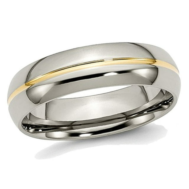 Bague de Mariage Plaquée Jaune en Titane 6mm pour Hommes