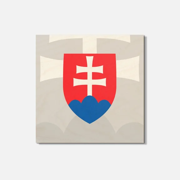 Slovakia Coat Of Arms 4'' X 4'' Square Wooden Coaster