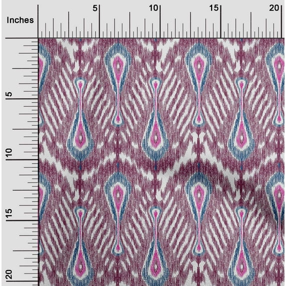 oneOone Organic Cotton Voile Fabric Big Motif Ikat Decor Fabric Printed BTY 42 Inch Wide