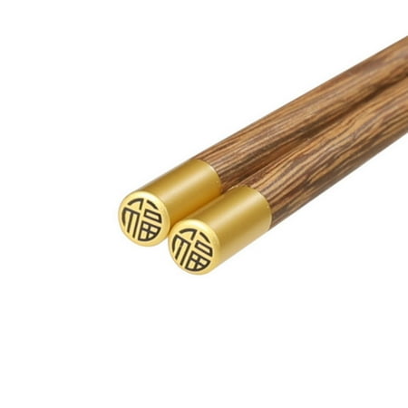 

VEAREAR 1 Pair Food Chopsticks FU Character Design Unpainted Japanese Style Wooden Sushi Chicken Wings Chopsticks Daily Use