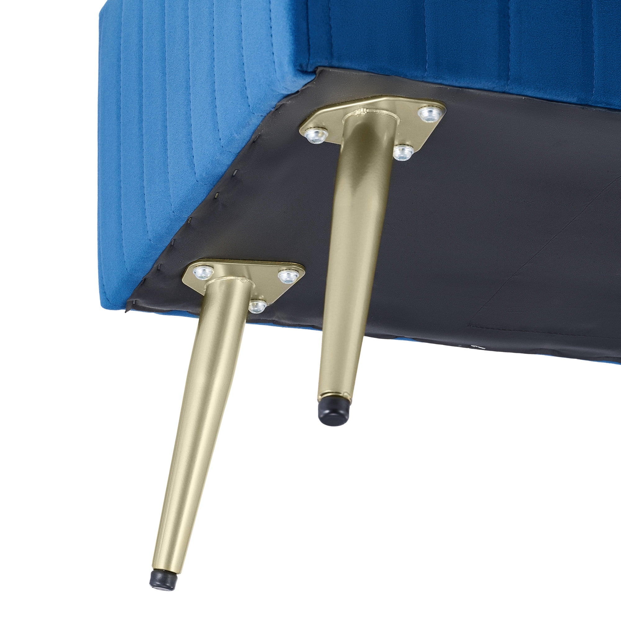 46" Upholstered Velvet Bench, Extra-Long Ottoman Footrest Stool with Padded Seat and Golden Metal Legs, Modern End of Bed Bench for Bedroom Entryway Living and Dining Room Hallway More, Blue