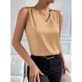 thumbnail image 4 of Women Silk Satin Tank Tops V Neck Casual Sleeveless Camisole Blouses Summer Basic Tank Shirt Color S, 4 of 8
