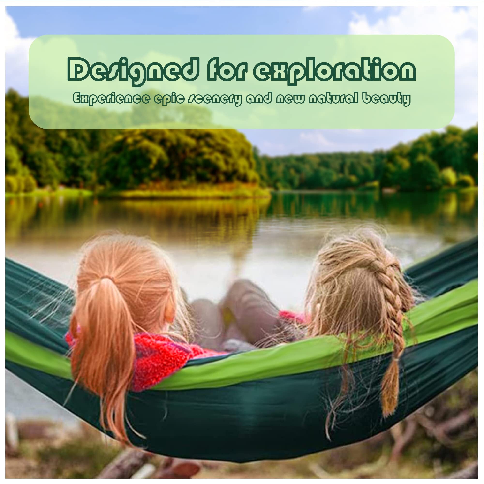 BIRLON Blue Nylon Camping Hammock, with 2 Steel Buckles and Rope, 106.3 x 55.1 inches Single Hammock