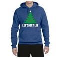 thumbnail image 2 of Lets Get Lit Xmas Tree Ugly Christmas Sweater Unisex Graphic Hoodie Sweatshirt, Vintage Heather Blue, Small, 2 of 3
