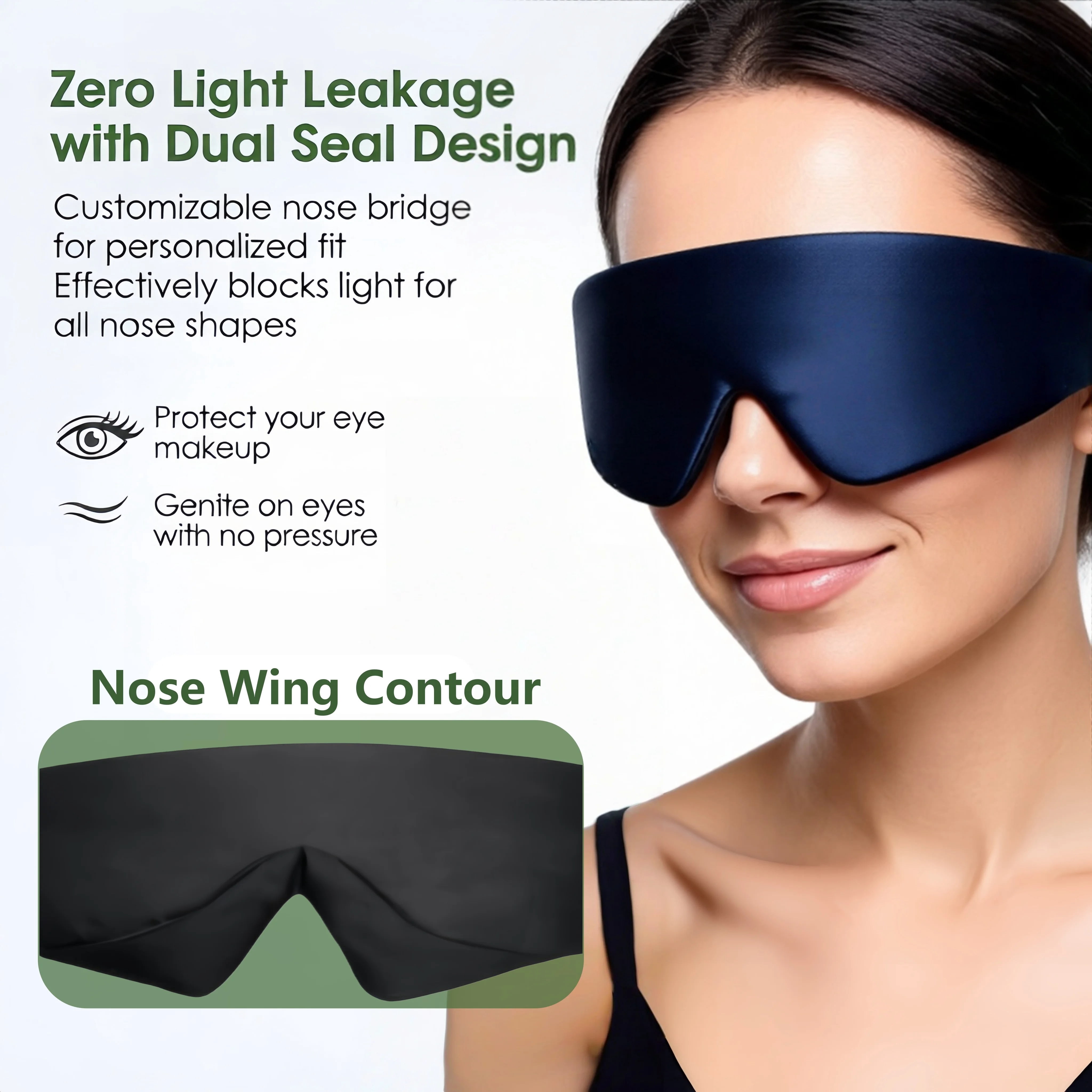 FACEMOON Sleep Headphones with Ice-feeling Extra Soft Modal Lining 100% Blackout Eye Mask Ultra-thin Design