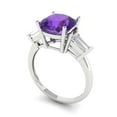 thumbnail image 2 of Clara Pucci 14K White Gold 3ct Amethyst Three-Stone Ring for Women, 2 of 7