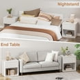 thumbnail image 2 of Brafabhome Fluted Nightstands with Drawers for Bedroom, Modern Curved Profile Bedside Table with Open Shelves, Accent End Table with Hidden Drawer for Living Room, Set of 2 | White, 2 of 8