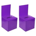 thumbnail image 1 of Unique Bargains Ballot Box 6"x6"x6" Raffle Box with Removable Header Board Suggestion Box Cardboard Box Purple 2Pack, 1 of 5