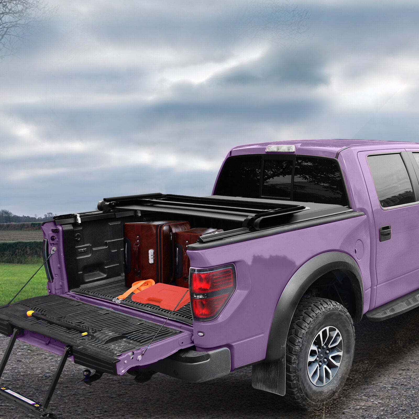 RVNI 5.5 ft Bed Soft Quad Fold Truck Bed Tonneau Cover for 2015-2023 2024 Ford F150 F-150