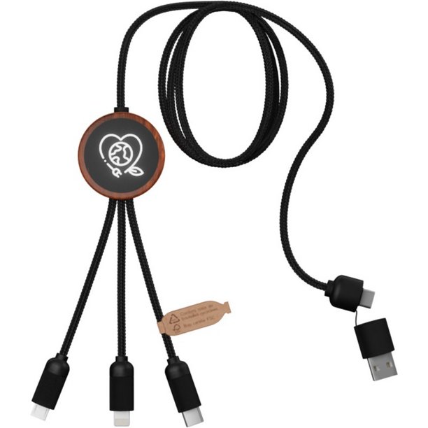 SCX Design - Cable de Carga Diseño Logotipo (Madera)