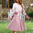 thumbnail image 2 of Stamzod Fit and Flare Dress for Women 2026 Trendy Fashion Floral Print Long Sleeve Summer Dresses Elegant Flowy Women's Casual Dresses Pink F XXL, 2 of 5