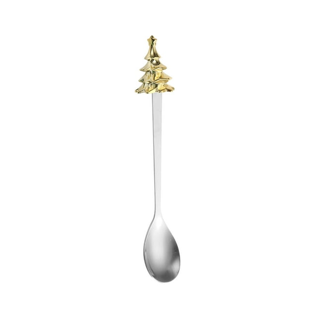 Christmas Tree Spoon Stainless Steel Cutlery Dessert Fork Fruit Spoon Holiday Tableware Set