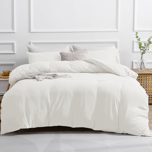Duvet Cover Queen Piece Prewashed Ultra Soft Queen Bedding Set Features Zipper Closure and Corner Ties Includes Duvet Cover x & Pillowcases No Comforter