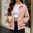 thumbnail image 2 of Tqcoqu Women's Stand Collar Full Zip Workout Track Jackets, Lightweight Long Sleeve Sweatshirts,2026 Trendy Fall Coat with Pockets, 2 of 9