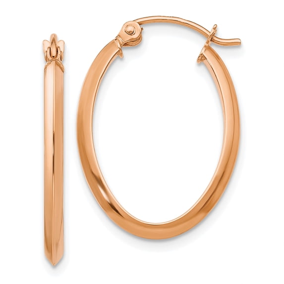 Beautiful 14k Rose Gold Polished Oval Tube Earrings