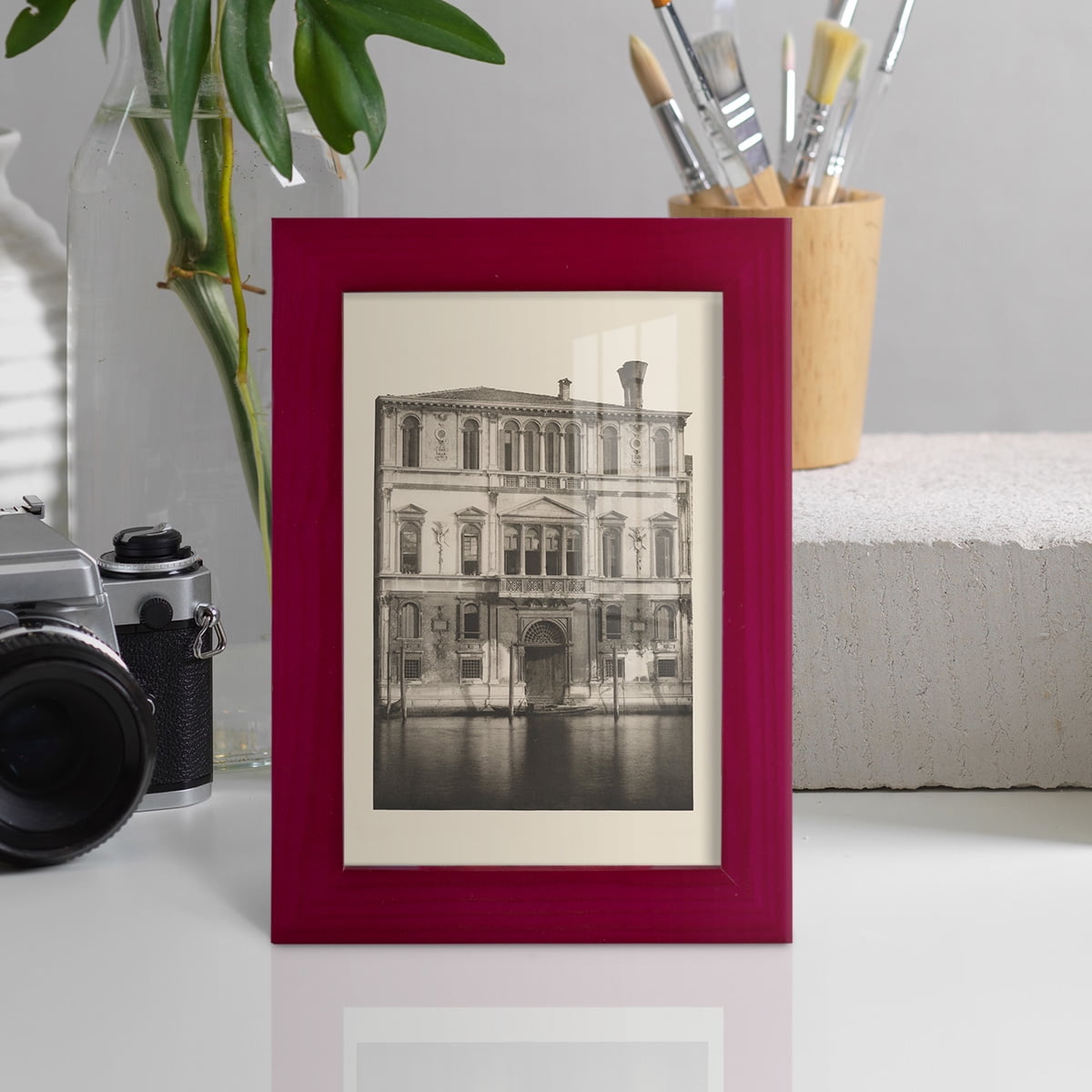 Vintage Views of Venice I - Framed Print w/glass - Cherry Red