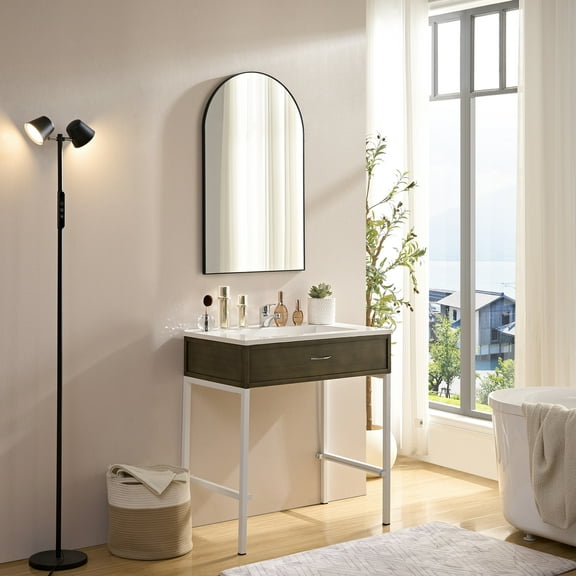 Wall Mirror 36*22 Inch Mirror Metal Framed Mirror for Bathroom Round Vanity for Living Room Mirror Dressing Mirror for Living Room, Bedroom Wall