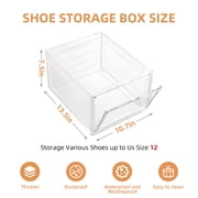 Large Shoe Boxes storage Clear Plastic Stackable,Drop Front Shoe Box with Clear Door, Shoe Rack For Sneaker Display,Fit up to US Size12(6Pack)