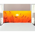 thumbnail image 1 of Birds Headboard, Bulrushes Against Sun Rays over Sky in Sunset with Flying Bird Theme Wildlife Image, Upholstered Decorative Metal Bed Headboard with Memory Foam, Full Size, Yellow Red, by Ambesonne, 1 of 4