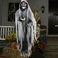 thumbnail image 5 of Large 5.7ft Halloween Skeleton Hanging Ghost Skull with LED Eyes and Creepy Sound for Party Décor, 5 of 8