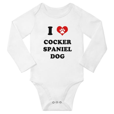 

I Heart Cocker Spaniel Dog Baby Long Romper (White 3-6 Months)