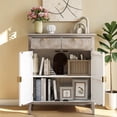 thumbnail image 3 of Tcbosik Farmhouse Buffet Cabinet with Drawer and 2 Doors, Kitchen Storage Cabinet, Cupboard with Adjustable Shelf, Accent Cabinet for Living Room, Dining Room, Natural, 3 of 11