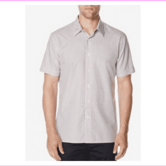 Perry Ellis Men's Short-Sleeve Dobby Shirt , White/Red, Size Medium