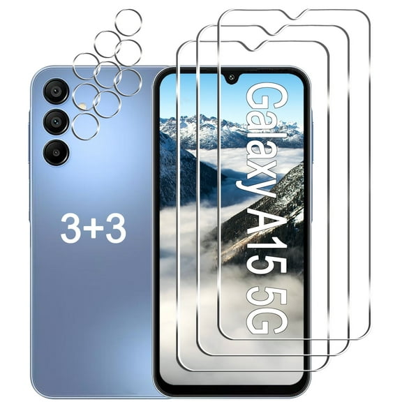 Gliansen Tempered Glass Screen Film Protector for Samsung Galaxy A15 5G, 6 Total Count, 3 Pack