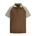 thumbnail image 3 of safuny Men's Loose Lined Raglan Tops Trendy Casual Workout Corduroy Blouses Round Neck Button Shirts Solid Color Tees Summer Short Sleeve Pullovers Activewear Clearance Brown S, 3 of 5