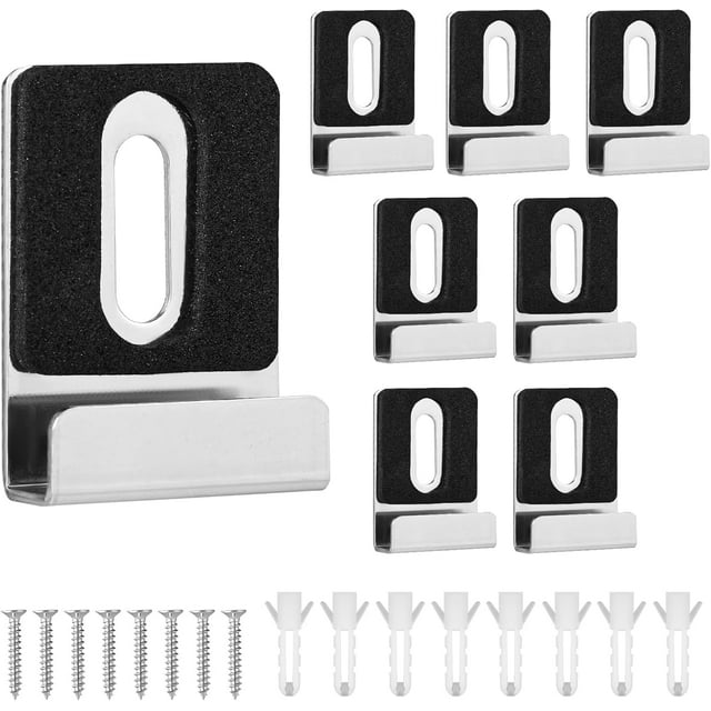 8 Pcs Metal Mirror Clamps Kit, Metal Mirror Clips with Screws Rubber Pads Mirror Holder for Frameless Mounting Wall Display Tile Notice Board(Silver)