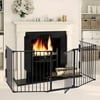 Jaxpety Fireplace Fence Baby Safety Fence Hearth Gate Pet Gate Guard Metal Plastic Screen, Black