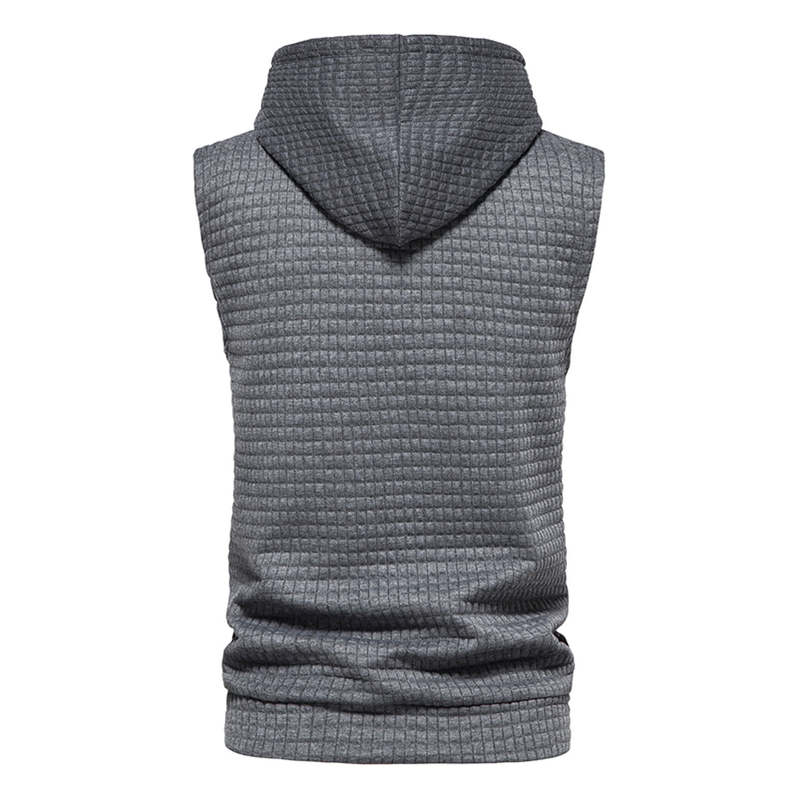 Miluxas Men's Workout Top Soft Hoodie Vest Fitted Running Waffle Knit Sleeveless Hooded Tank Summer Pocket Slim Fit Hoodies Dark Gray