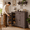 deep brown, variant on Aiho 32" Kitchen Sideboard Buffet Cabinet with Adjustable Shelf, Modern Storage Island & Coffee Bar Station for Dining Room, Entryway,retro and white