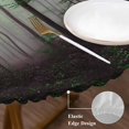thumbnail image 3 of Teal Forest Round Tablecloth, Fitted Table Cover with Elastic for 45"-54" Round Tables, Vintage Foggy Woods Tree Mysterious Table Cloth Outdoor Indoor Dinning Party Waterproof Tablecloths, 3 of 7