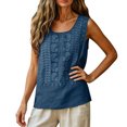 thumbnail image 7 of Womens Tank Tops Summer Cotton Linen Embroidery Casual Blouse Loose Fit Scoop Neck Gauze Boho Shirts, M, 7 of 7