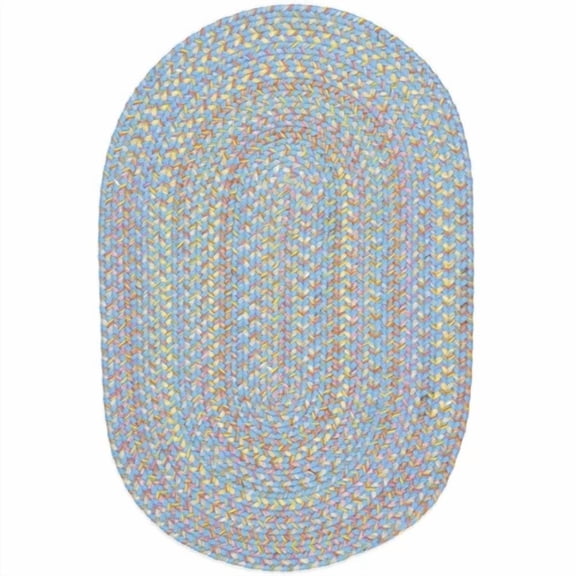 Rhody Rug Playful Indoor/Outdoor Braided Area Rug Aqua Blue 2' x 3' Oval