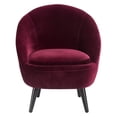 thumbnail image 6 of Pemberly Row Modern Velvet Accent Chair and Ottoman Set Merlot Red, 6 of 13