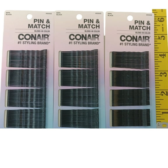 Conair Pin & Match Metal Bobby Pins, Black, 180 Ct