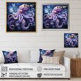 thumbnail image 4 of Designart "violet Octopus Lunar Reflections II" Animals Floater Framed Wall Art Print, 4 of 7