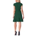 thumbnail image 3 of Vestido verde de mujer con mangas cortas, cuello redondo, con volantes en la parte inferior y por encima de la rodilla, 3 of 6