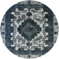 thumbnail image 1 of Ahgly Company Machine Washable Indoor Round Industrial Modern Dark Blue Grey Blue Area Rugs, 7' Round, 1 of 7