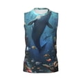 thumbnail image 6 of Lsque Underwater Dolphin Print Men's Cotton Blend Sleeveless Muscle Shirts (S-3XL)- Moisture Wicking, Odor Protection, UPF 30+,X-Large, 6 of 8