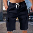 thumbnail image 4 of Mens Shorts Casual Elastic Waist Drawstring Lightweight Summer Beach Cargo Shorts Navy M, 4 of 5