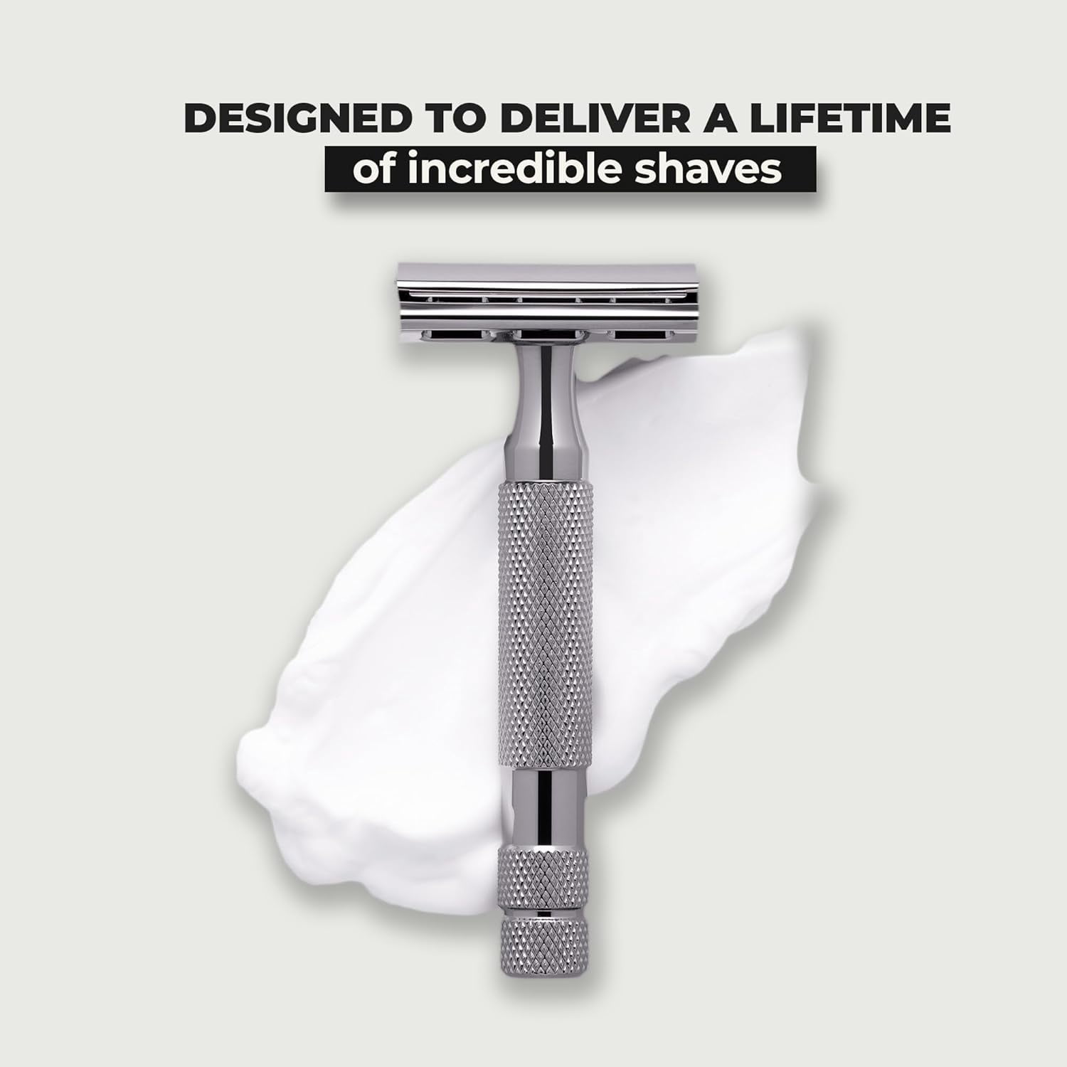 Rockwell Razors 2C Adjustable Double Edge Safety Razor for Men with 5 Razor Blades, Gunmetal Chrome