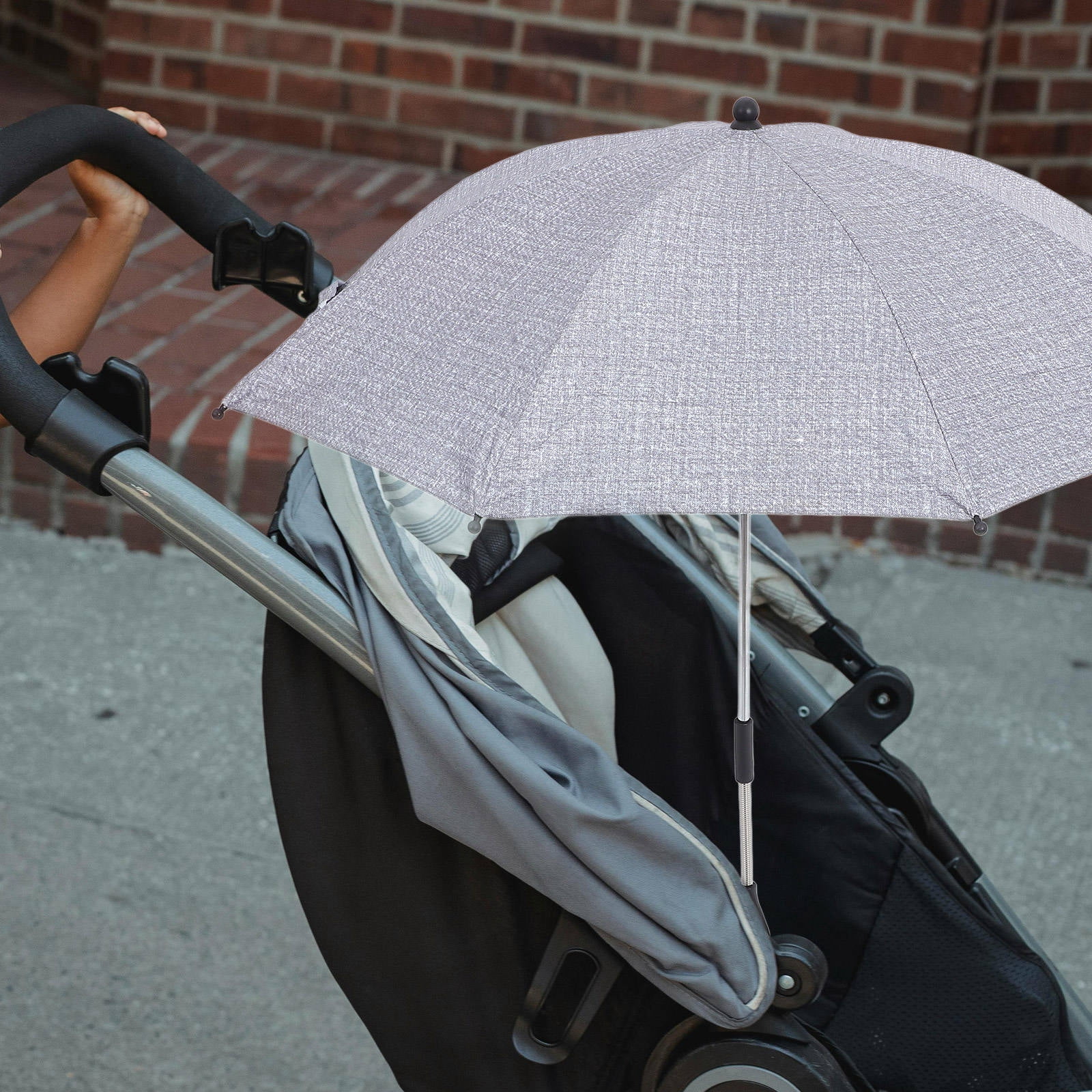 QIFULL Child Stroller Sunshade Umbrella Grey Cloth Wind Resistance 1 Set