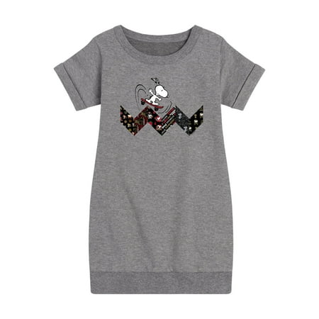 

Peanuts - Snoopy Skating Pattern - Toddler And Youth Girls Fleece Dress