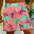 thumbnail image 2 of Virmaxy Men's Drawstring Five Pants Palm Tree Print Beach Shorts Hawaiian Shorts with Pockets Special Print Beach Casual Trouser Shorts Pants Pink-A M, 2 of 6