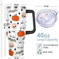 thumbnail image 4 of Ghost Pumpkin Skull Tumbler, Halloween Cup 40 Oz Tumbler with Handle and Straw Lid, Fall Cup Halloween Tumbler Keeps Drinks Cold & Hot, Stainless Steel Halloween Coffee Mug Halloween Gifts For Women, 4 of 6